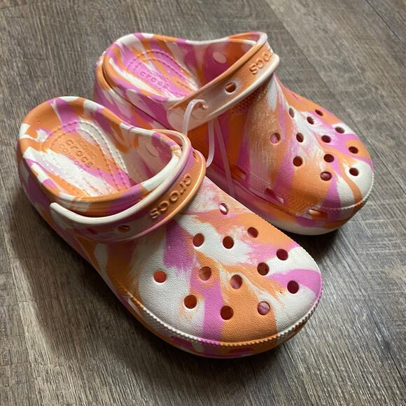 Crocs Other - Crocs chunky platform marble girls clogs size 2 youth